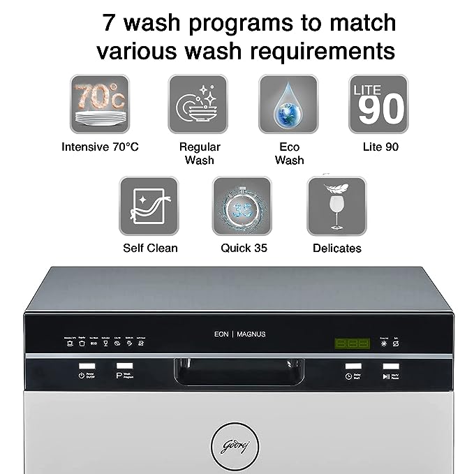 Godrej Eon Dishwasher | 8 Place Setting Counter-Top | Compact with an In-built heater (DWT EON MGNS 8C NF SKSL, Silky Silver) | Perfect for Indian kitchens and smaller families (OPEN BOX) Godrej Eon Dishwasher | 8 Place Setting Counter-Top | Compact with an In-built heater (DWT EON MGNS 8C NF SKSL, Silky Silver) | Perfect for Indian kitchens and smaller families (OPEN BOX)
